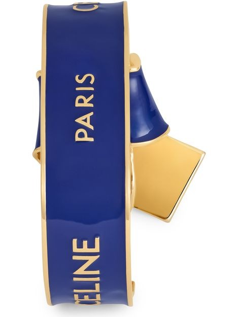 Celine ribbon knotted cuff in enamel and brass with gold finish - Image 4