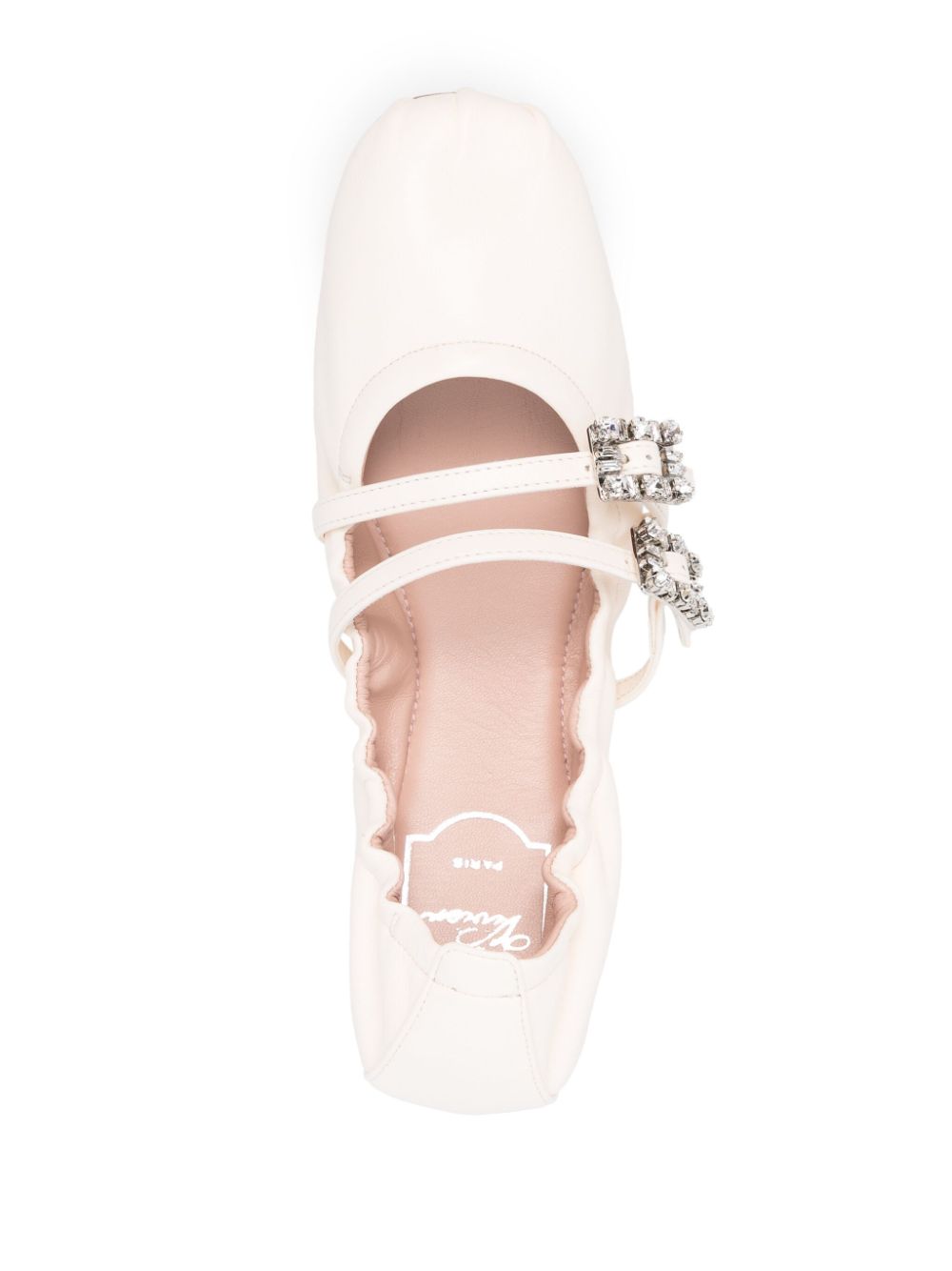 Roger Roger Vivier Mini Strap Strass Leather Ballet Flats - Image 4