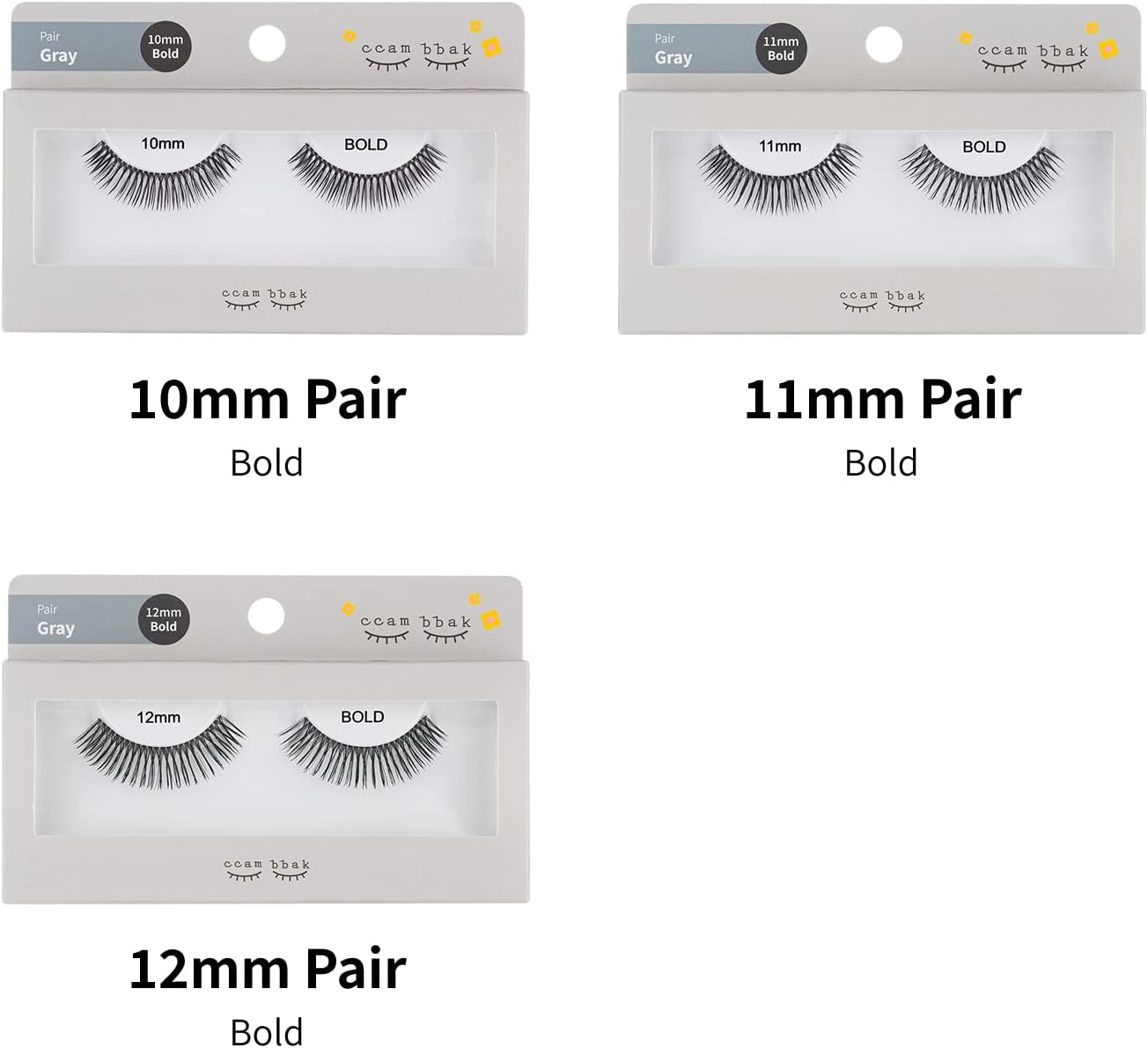 CCAMBBAK Kampak Bold Eyelash Eyelash Extensions Semi-Permanent Idle Type 0.4 - 0.5 inches (10 - 12 mm), Matsueku Self Natural, Popular, DIY False Eyelash (Black, 0.55 inches (12 mm) Bold (Black))