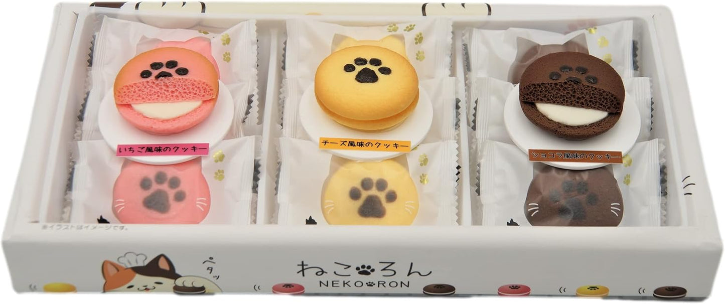 Shinshu Nekoron 3 Varieties of Sandwich Cookies 9-Piece Set Cat Cookies