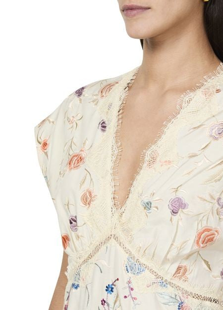 SEA NY Priscilla 刺しゅう入り Vネック ミディ丈ドレス - Image 4