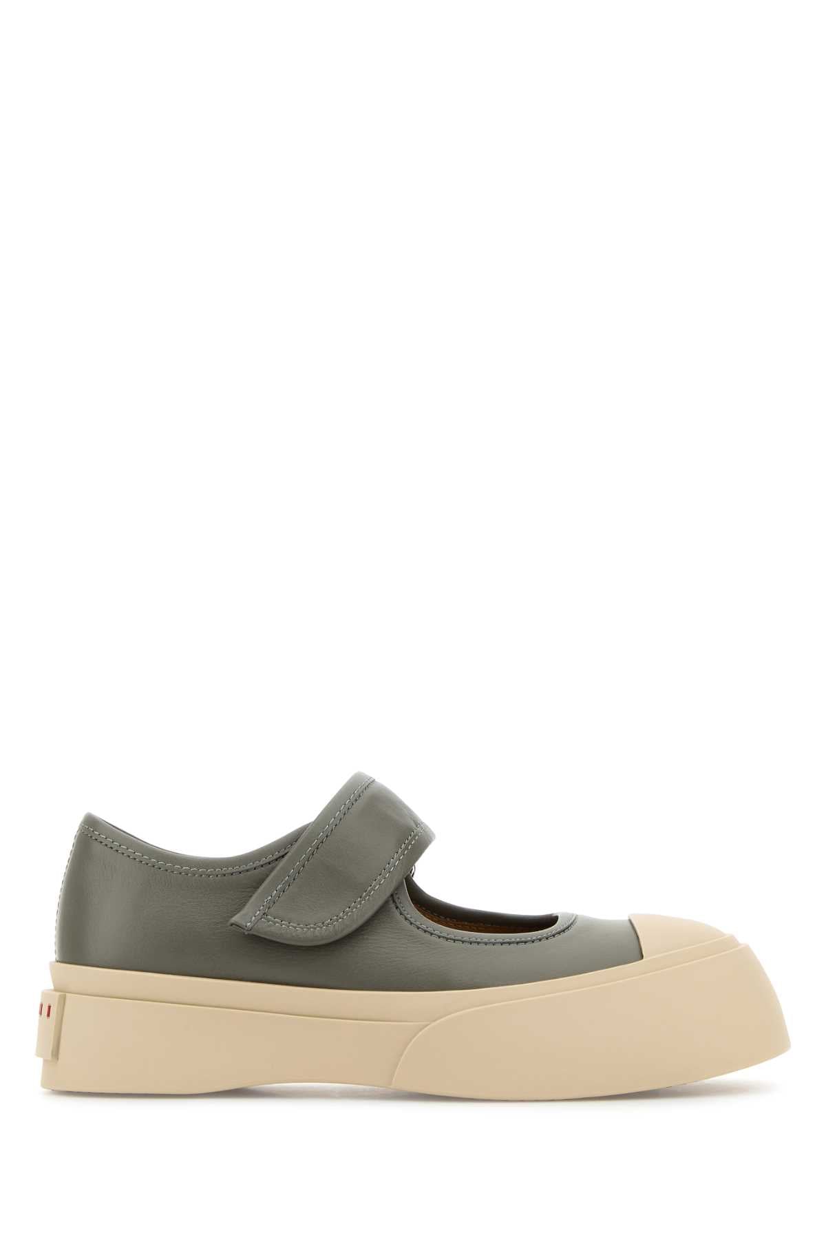 Marni Marni Grey Leather Mary Jane Sneakers - Image 4