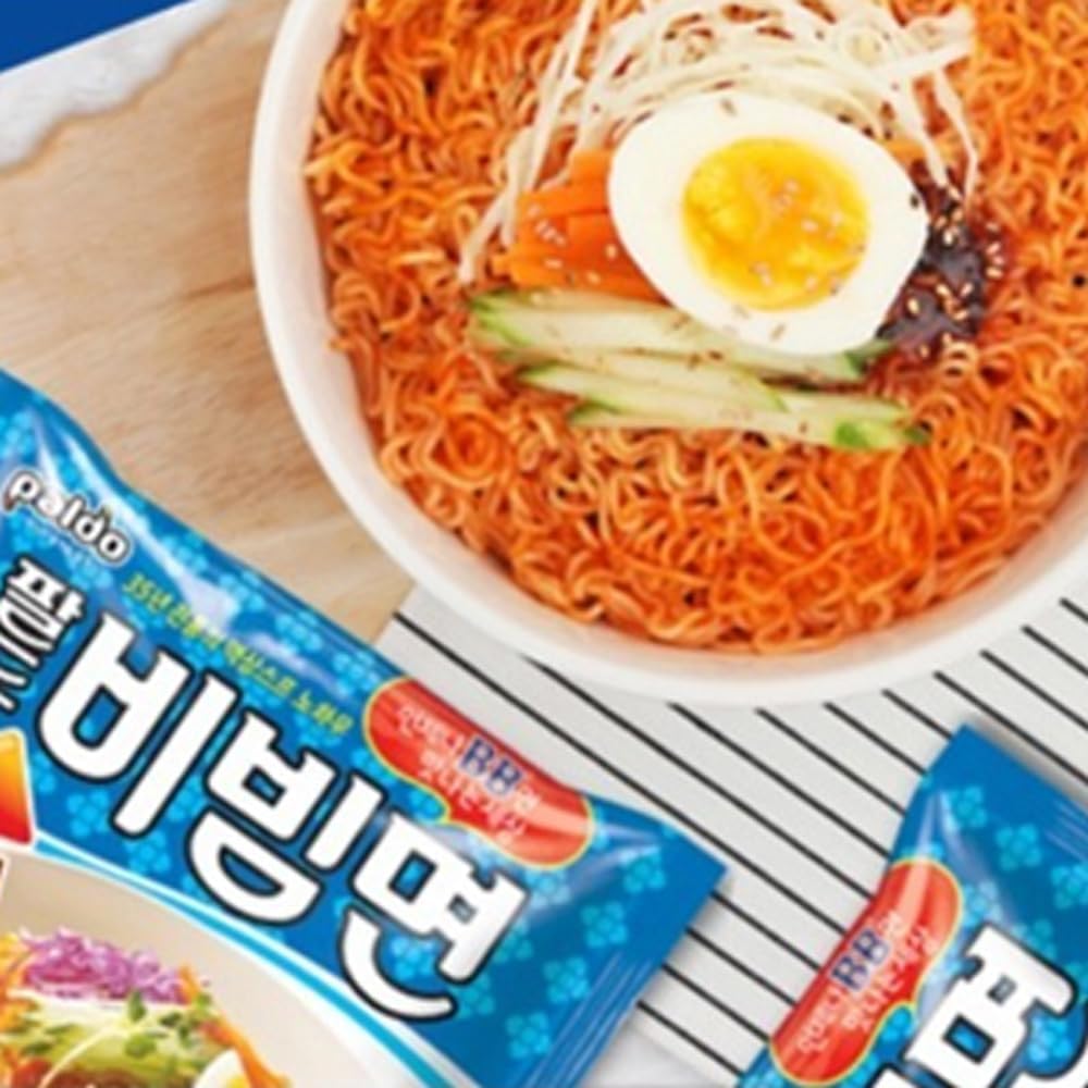Paldo Bibin Noodles, 10 Bags, Paldo Bibim, Imported Korean Food, Cooking, Dried Noodles, Instant Ramen, Spicy Ramen, Chilled
