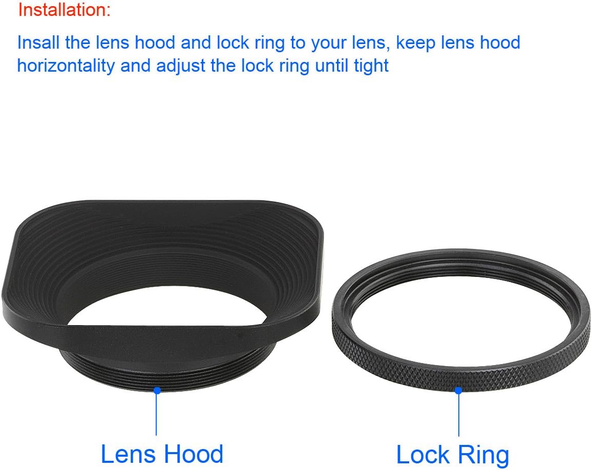 Haoge LH-B58T 58mm Square Metal Screw-in Mount Lens Hood Shade with Cap for Canon Nikon Sony Leica Leitz Carl Zeiss Voigtlander Nikkor Fujifilm Olympus 58mm Lens and Other 58mm Filter Thread Lenses