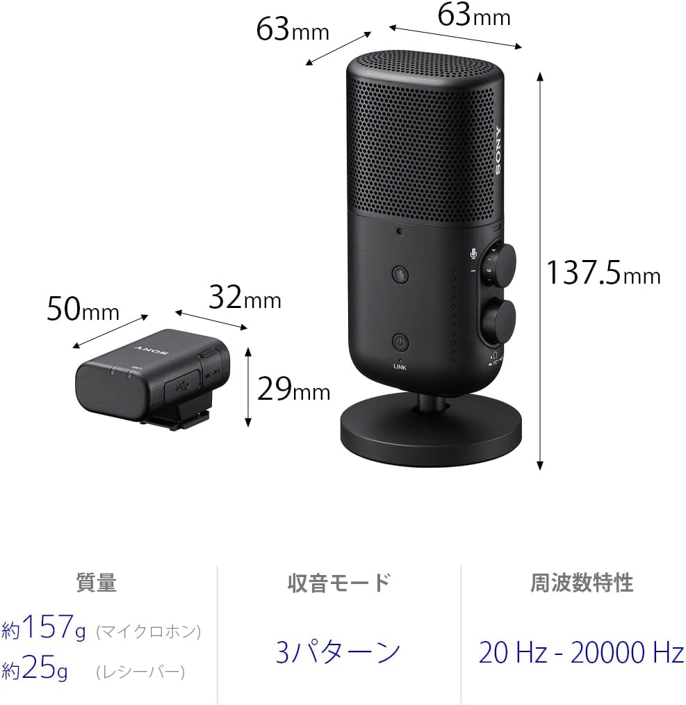 Sony ECM-S1 Camera Microphone Wireless Streaming Microphone Indoor and Outdoor Vlog Live Streaming Video Interview Audio Recording Podcast Pop Guard