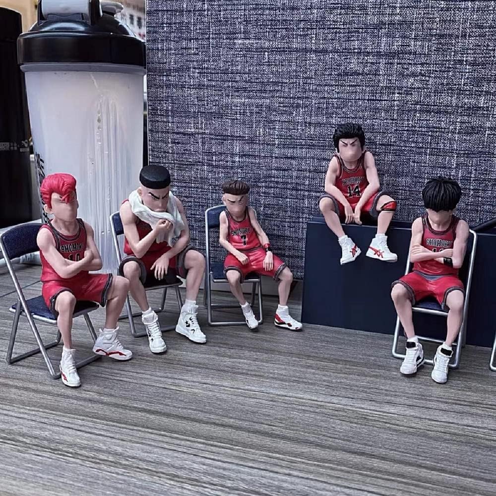 Sakuragi Hanamichi Ryota Mitsui Hisashi Rukawa Figure Model Toys Anime Figure Complete Action Figure 5 Pieces 7-8cm Slam Dunk Kaede Rukawa Figure PVC Action Anime Scene Model Toy Sakuragi Figure Gift