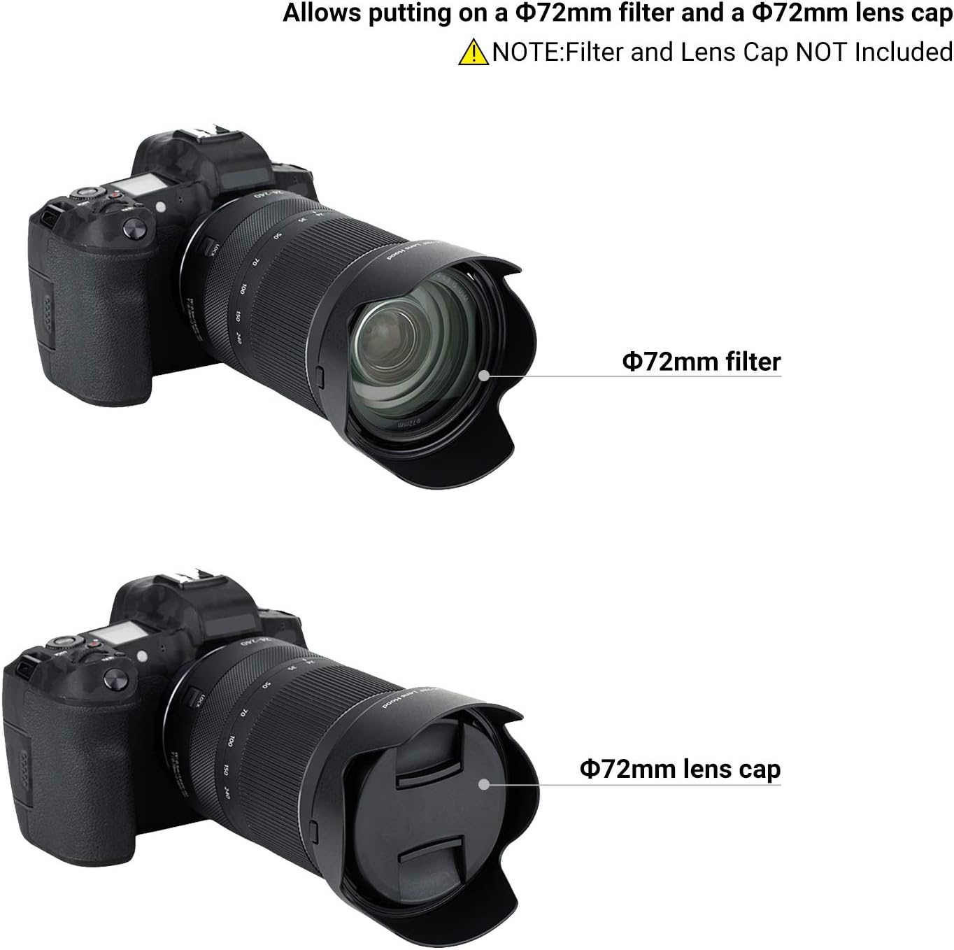 JJC Reversible Lens Hood for Canon EW-78F Compatible RF 24-240mm F4-6.3 IS USM Lens Compatible with Canon EOS R5 R6 RP R Ra