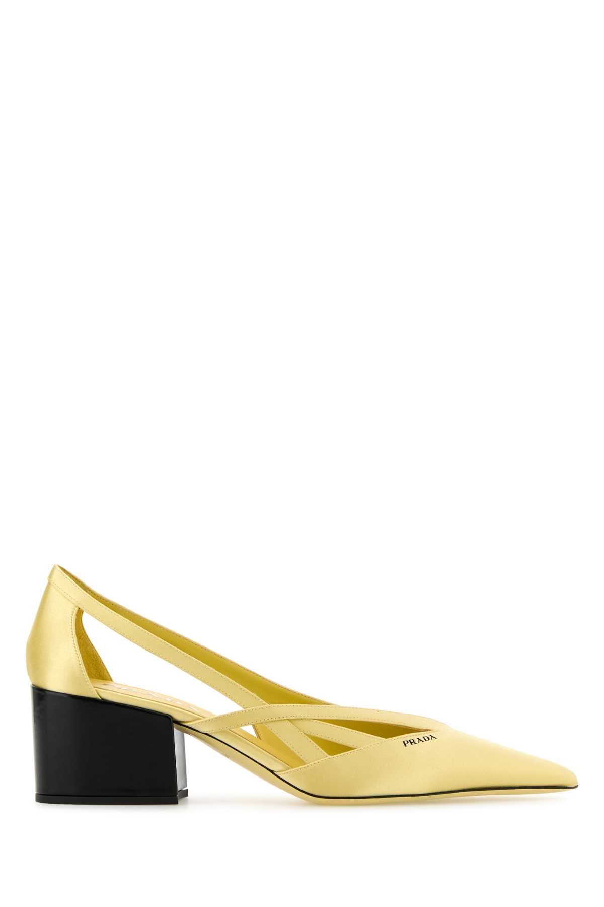 Prada プラダパステルイエローサテンポンプ - Image 4