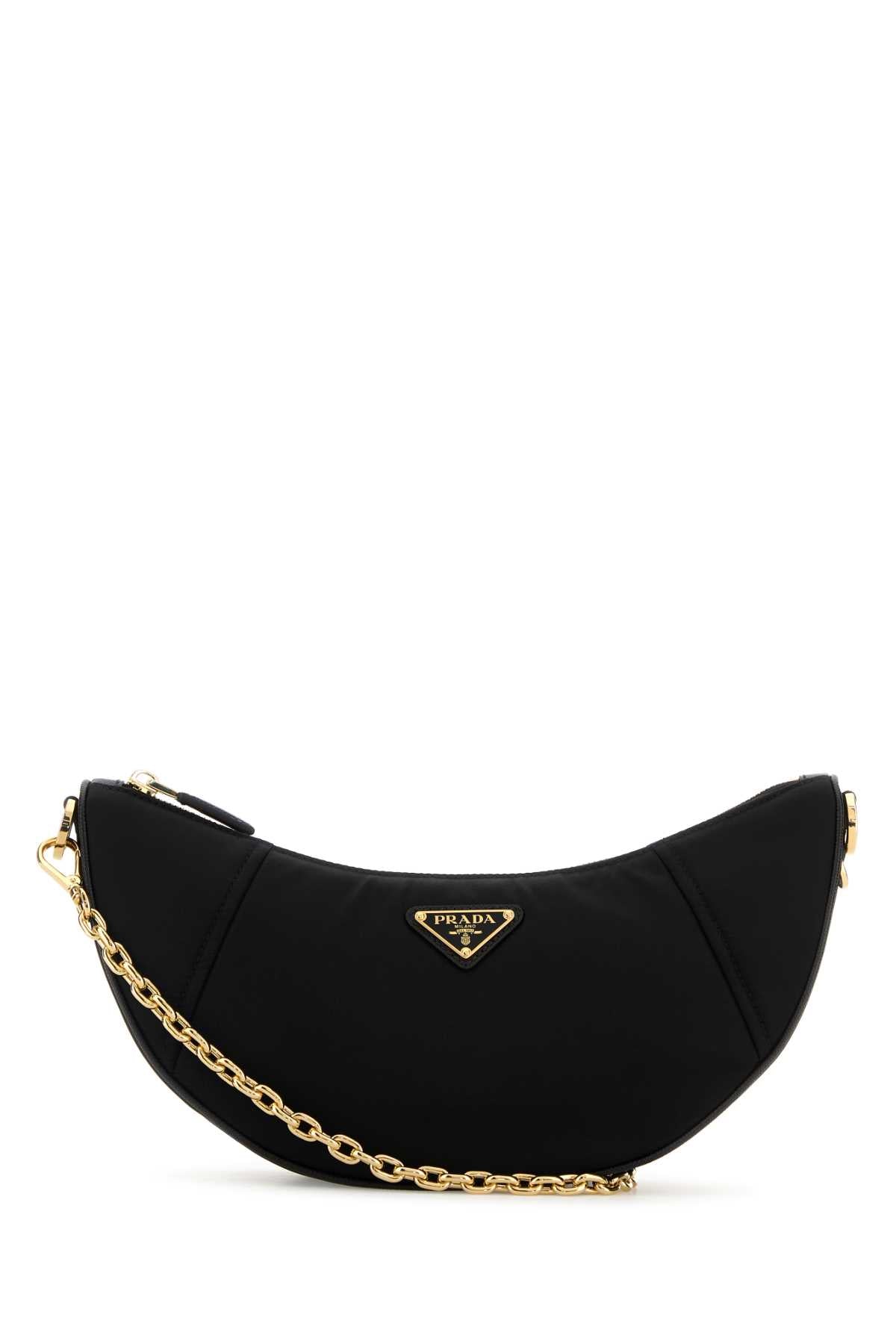 Prada プラダブラックreナイロンプラダデミルーンショルダーバッグ - Image 4