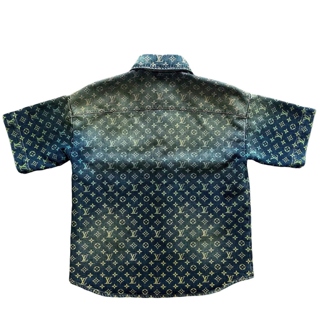 LOUIS VUITTON 'RAINBOW MONOGRAM' SHORT-SLEEVED DENIM SHORT SET