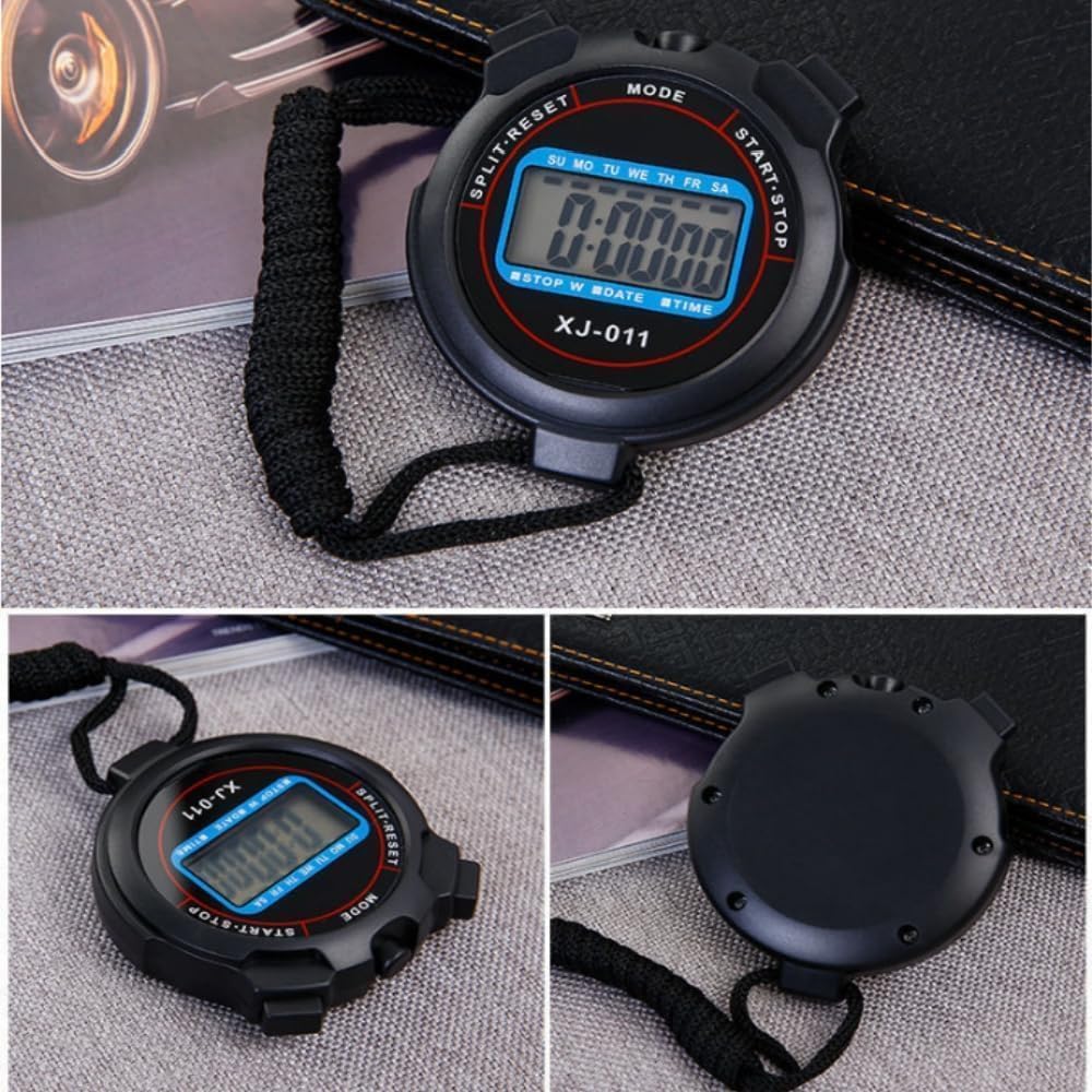 Phyxiul Stopwatch Sports Large Split Screen Timer Alarm Clock Intermittent Training Timer Outdoor Divide Stopwatch Countdown Waterproof Rainproof Type Countdown Timer with Strap