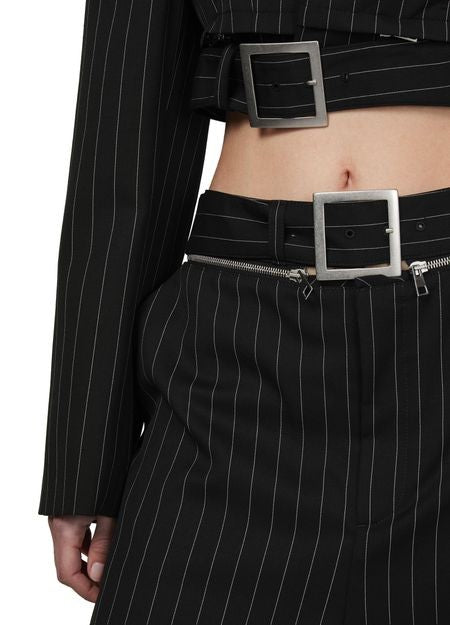JEAN PAUL GAULTIER ピンストライプ ウール製 クロップドテーラードパンツ、ジップオフベルト付き - Image 4