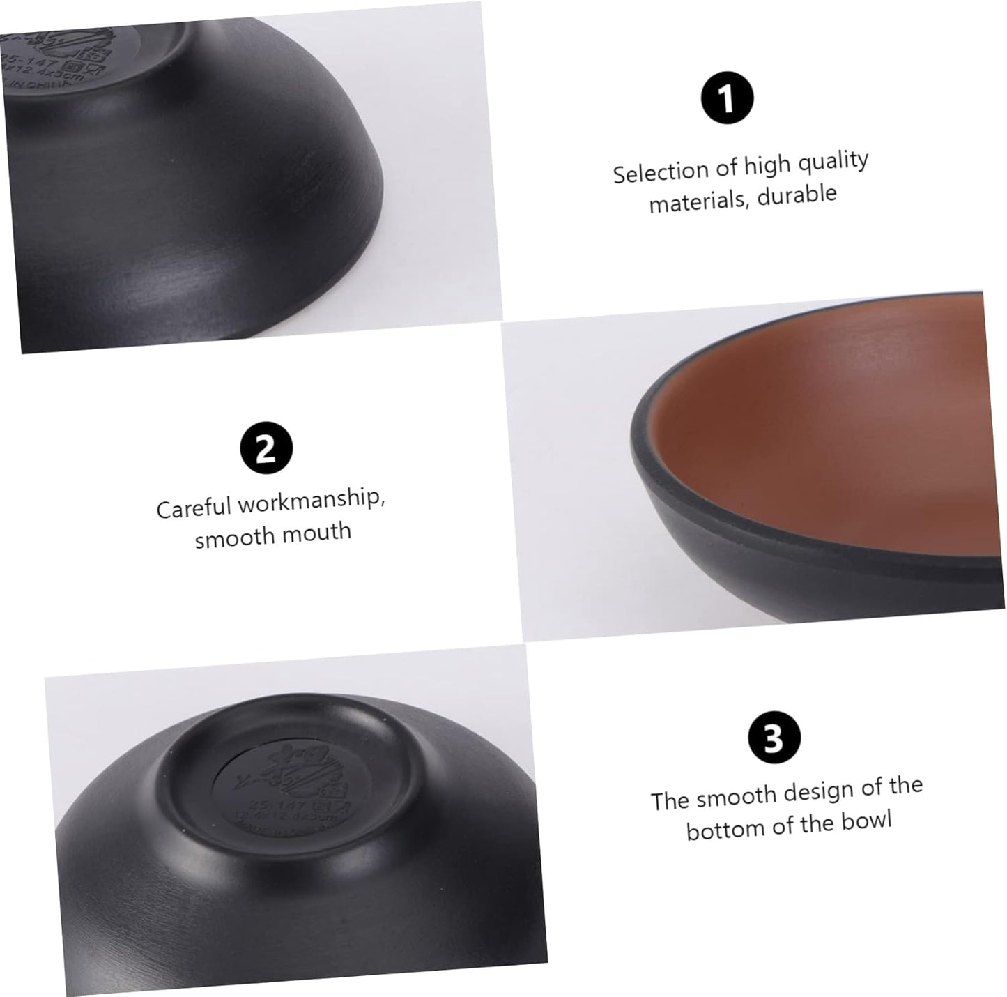 LALADEFIEE 2 Pcs Japanese Ramen Bowl Simple Ramen Bowl Udon Instant Ramen Bowl Japanese Style Tableware Chicken Ramen Bowl Miso Soup Bowl Japanese Rice Bowl Simple Style Tableware Melamine Black
