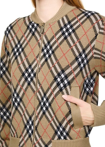 BURBERRY Check zipped cropped cardigan - Image 4