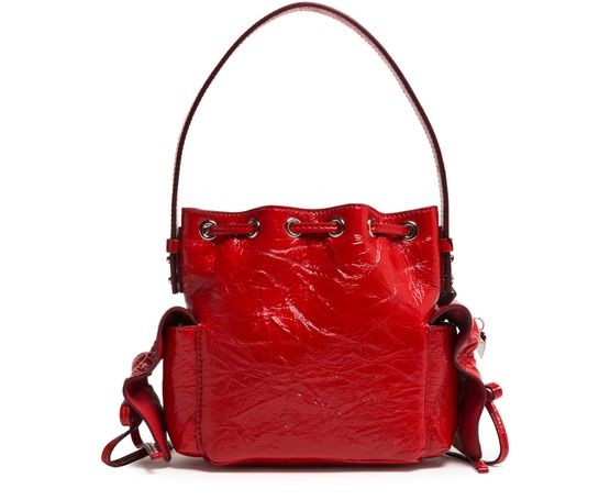 ACNE Multipocket mini bucket bag crinkled patent - Image 4