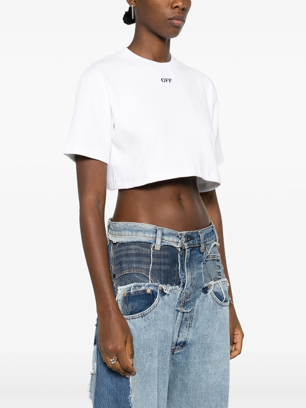 Off オフホワイトクロップドオフプリントTシャツ - Image 4