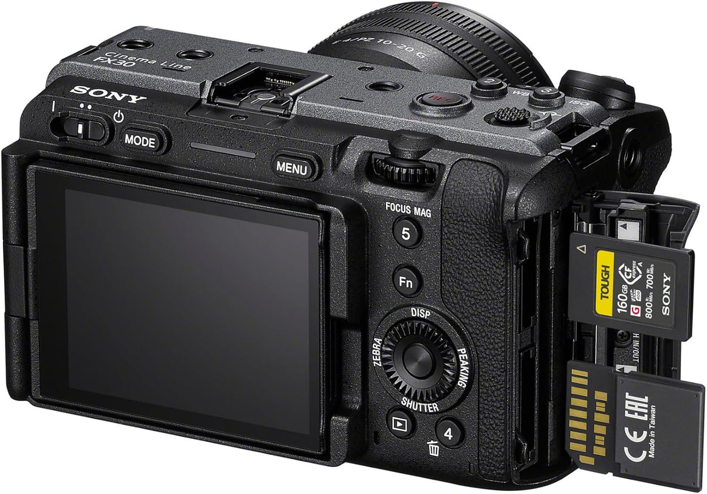 Sony FX30 デジタルシネマカメラ E 10-20mm f/4 PZ Gレンズバンドル バックパック付き (2パック) バッテリー、ソフトウェア、カードリーダー、メモリカード(19アイテム)