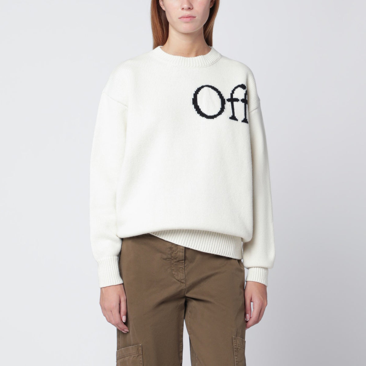 Off オフホワイト™ホワイトセーターとロゴintarsia - Image 4