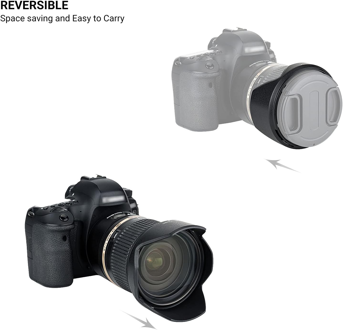 JJC Reversible Lens Hood for Tamron HA007 Compatible Tamron SP 24-70mm F2.8 Di VC USD (Model Number: A007) Lens for Sony A7RIV A7SIII A7RIII A7RII A7III A7SII A7II A9II A99II Canon EOS 6DM2 5DM4 Nikon