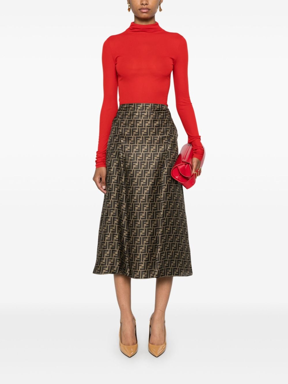 Fendi フェンディFFシルクミディスカート - Image 4