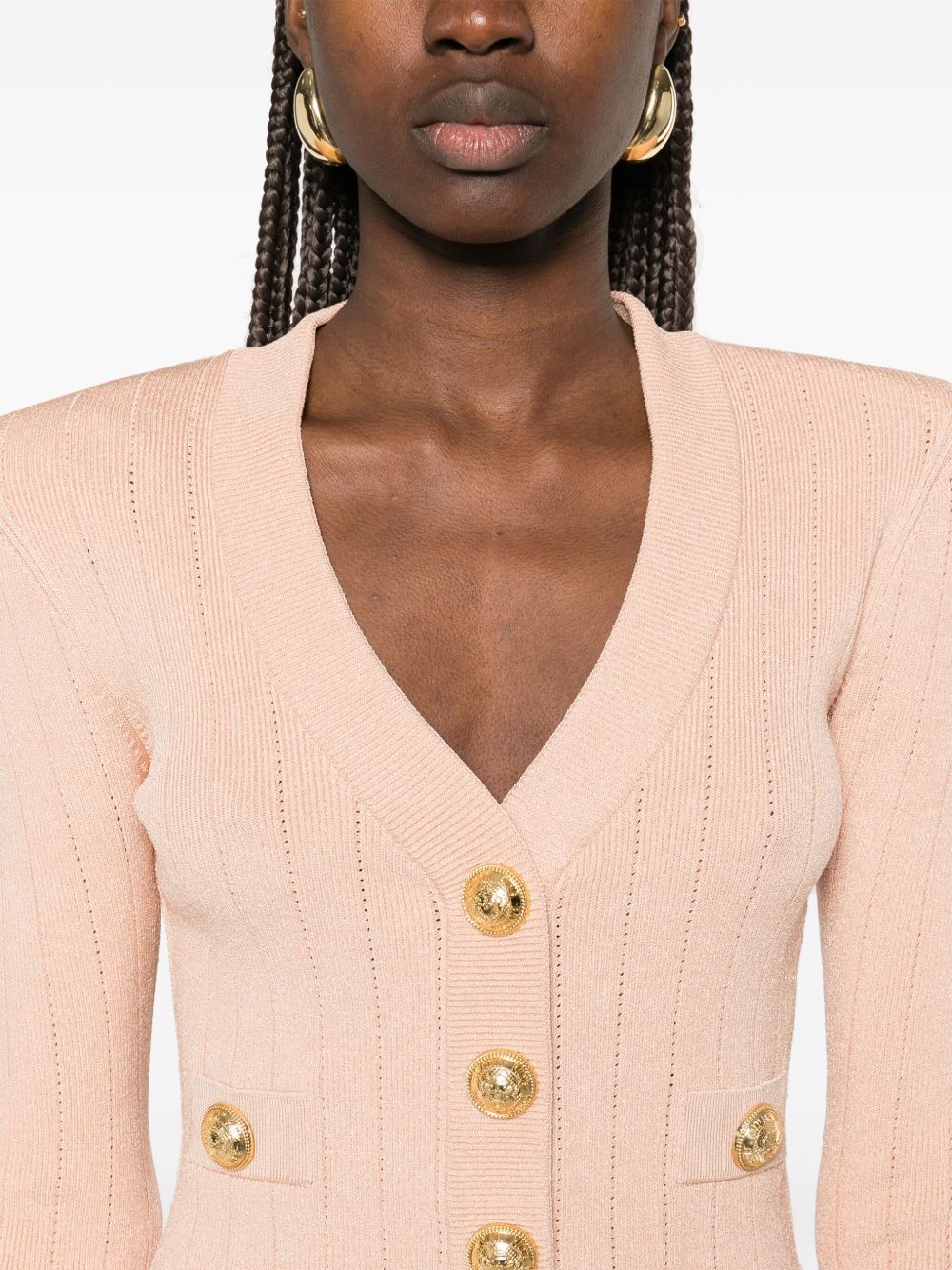 Balmainボタン付きVネックカーディガン - Image 4