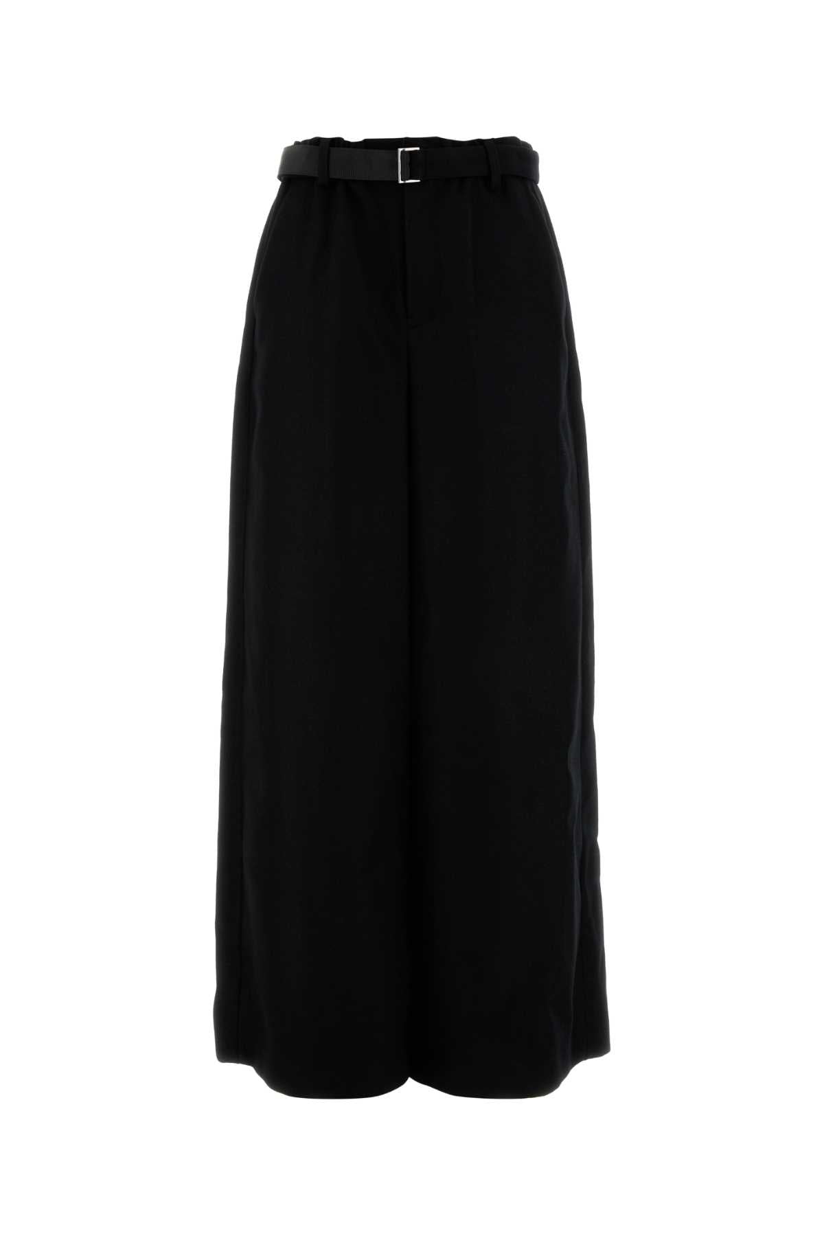 Sacai SACAI BLACK WOOL WIDE LEGPANT - Image 4