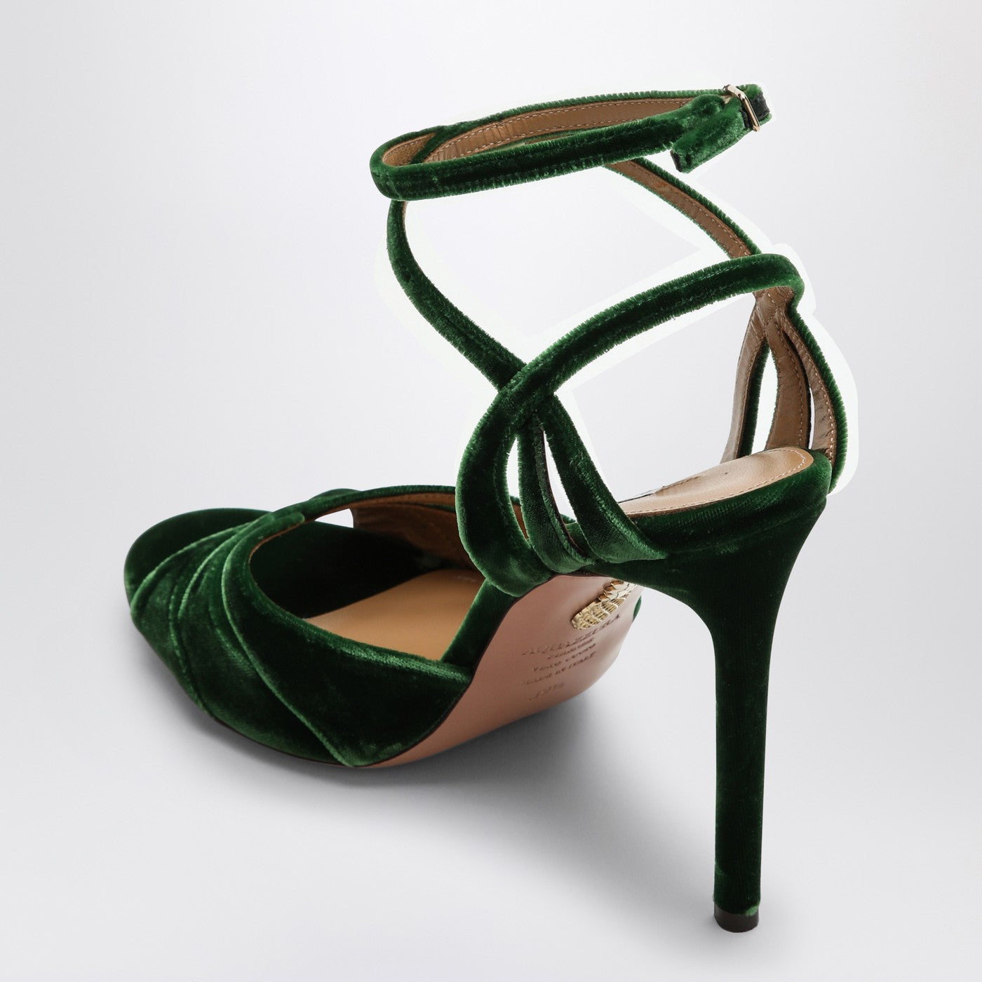 Aquazzura High Green Velvet Sandal - Image 4