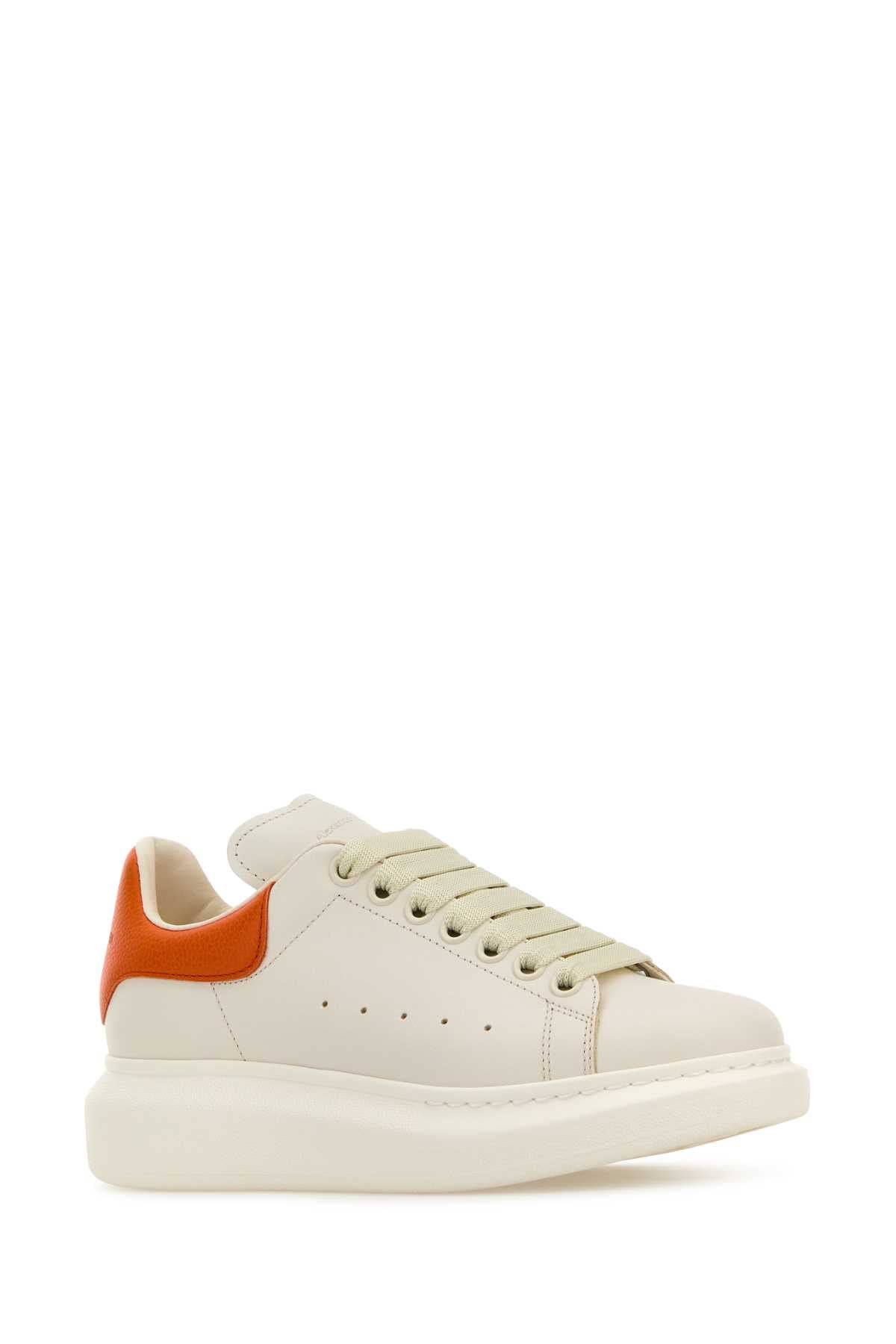 Alexander Mcqueen チョコレートレザーヒール付きアレクサンダーマックイーンホワイトレザースニーカー - Image 4