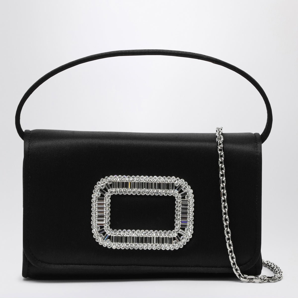 Roger Roger Vivier Black Satin Micro Pilgrim Bag - Image 4