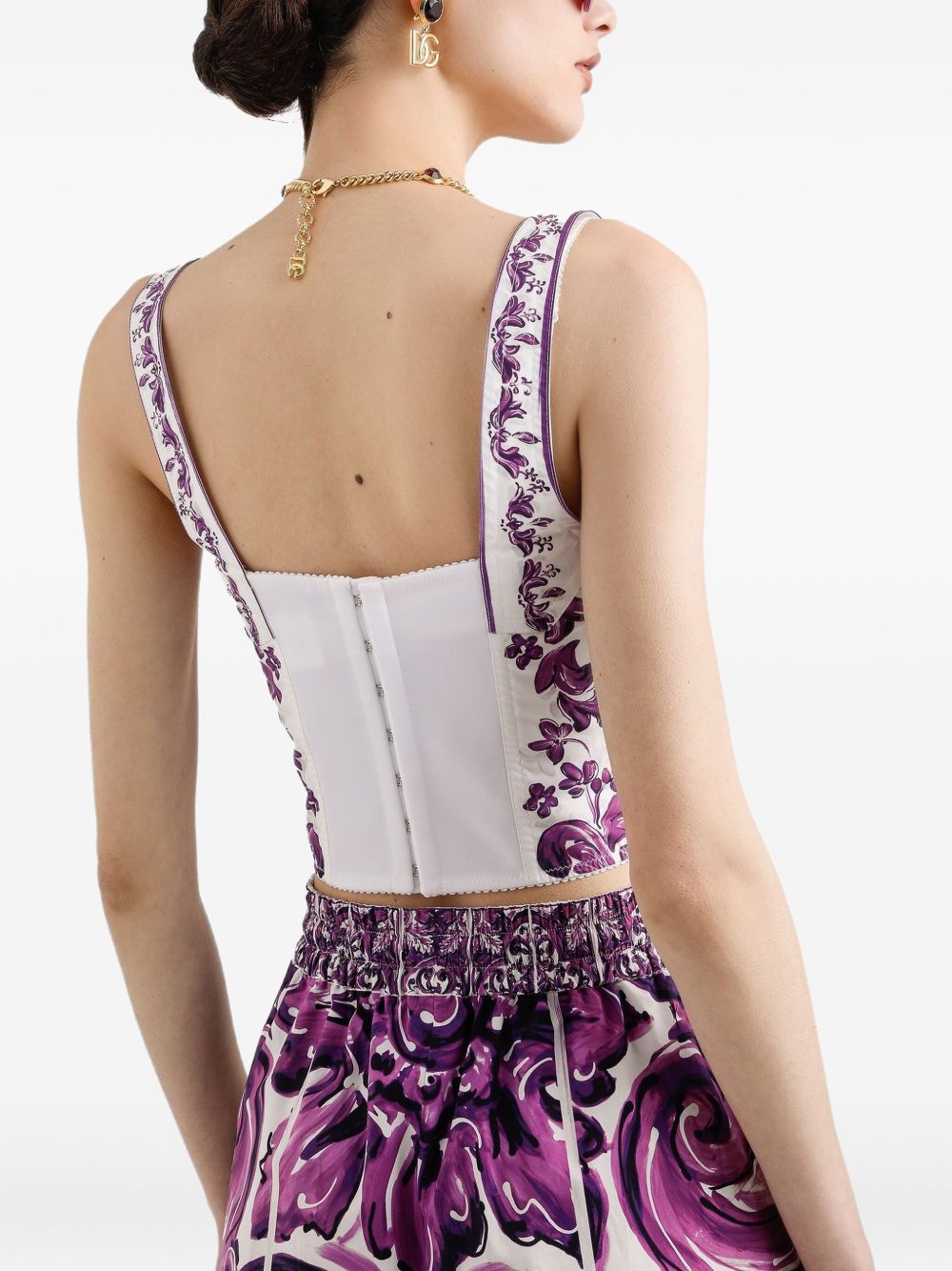 Dolce Gabbana Dolce&Gabbana Maiolica Print Bustier Top - Image 4