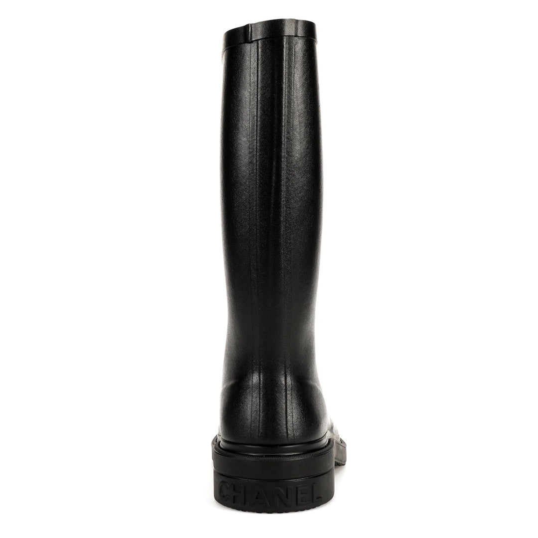 CHANEL RUBBER RAIN BOOTS BLACK