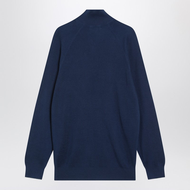 Brunello Brunello Cucinelli Blue/Grey Ribbed Cotton Jumper - Image 5