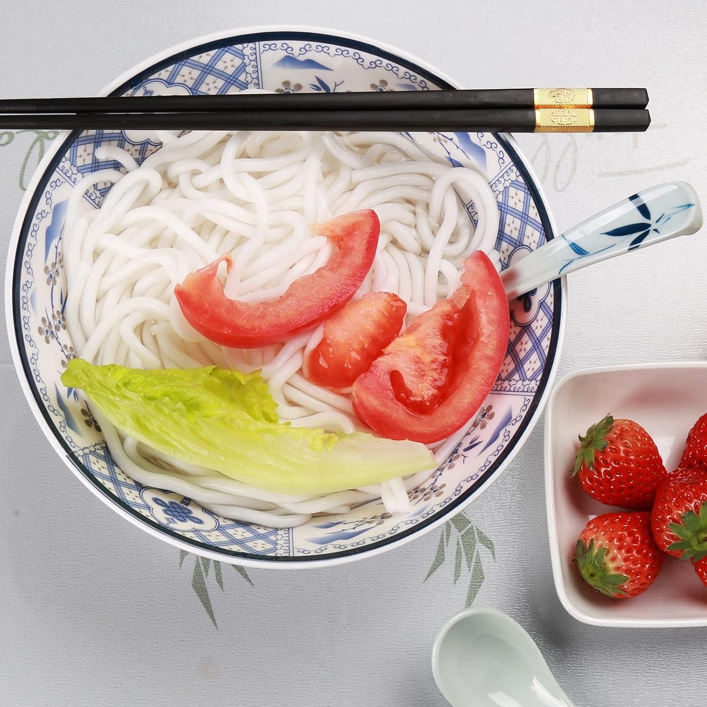 Japanese Ramen Bowl, Instant Ramen Bowl, For Udon, Buckwheat & Noodles, Breakfast, Melamine Material, Soup Bowl, Melamine Ramen Bowl, Plastic Ramen Bowl, Soup Bowl (Color: A-4 sets/White, Size: 9in)