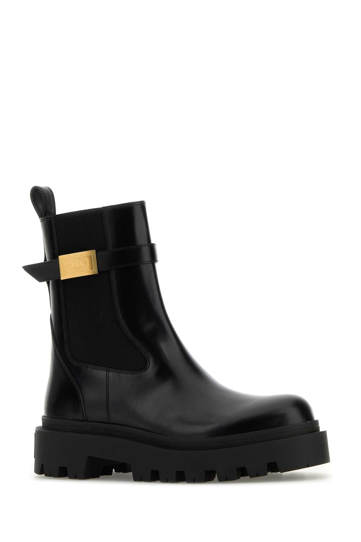 Versace ヴェルサーチブラックレザーアルバアンクルブーツ - Image 5