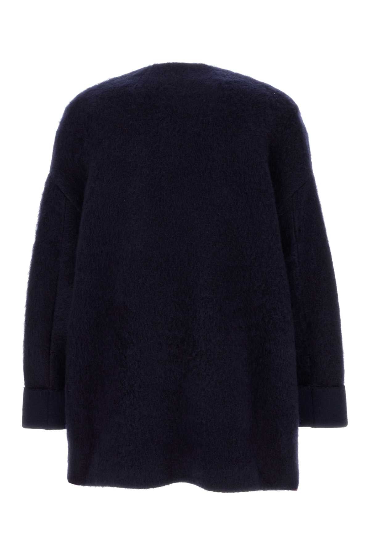 Bottega ボッテガベネタネイビーブルーストレッチウールブレンドカーディガン - Image 5
