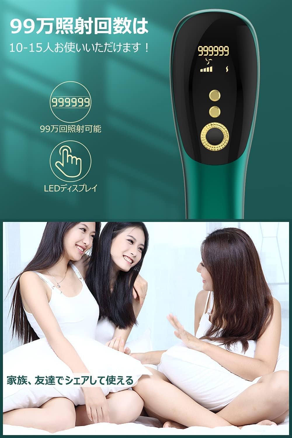 Hair Removal Device, VIO Compatible, Beard, Men's, Women's, Salon Grade, 990,000 Times, Full Body Application, Light Beauty Device, Flash Type, Automatic Continuous Irradiation