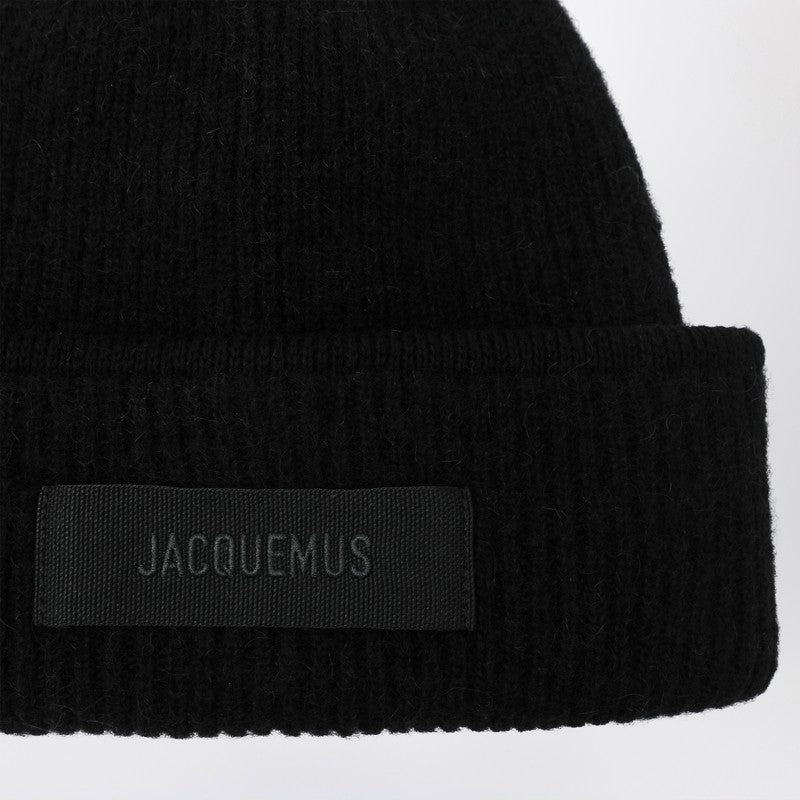 Jacquemus Jacquemus Black Ribbed Wool Blend Beanie - Image 5