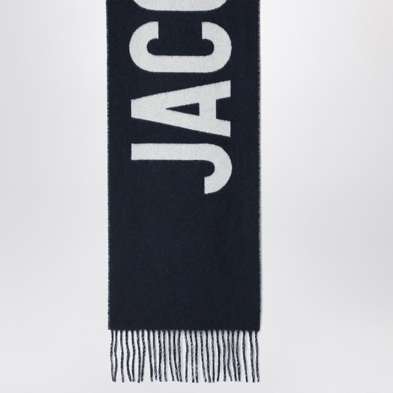 Jacquemus Jacquemus Navy Blue Wool Scarf With Logo - Image 5