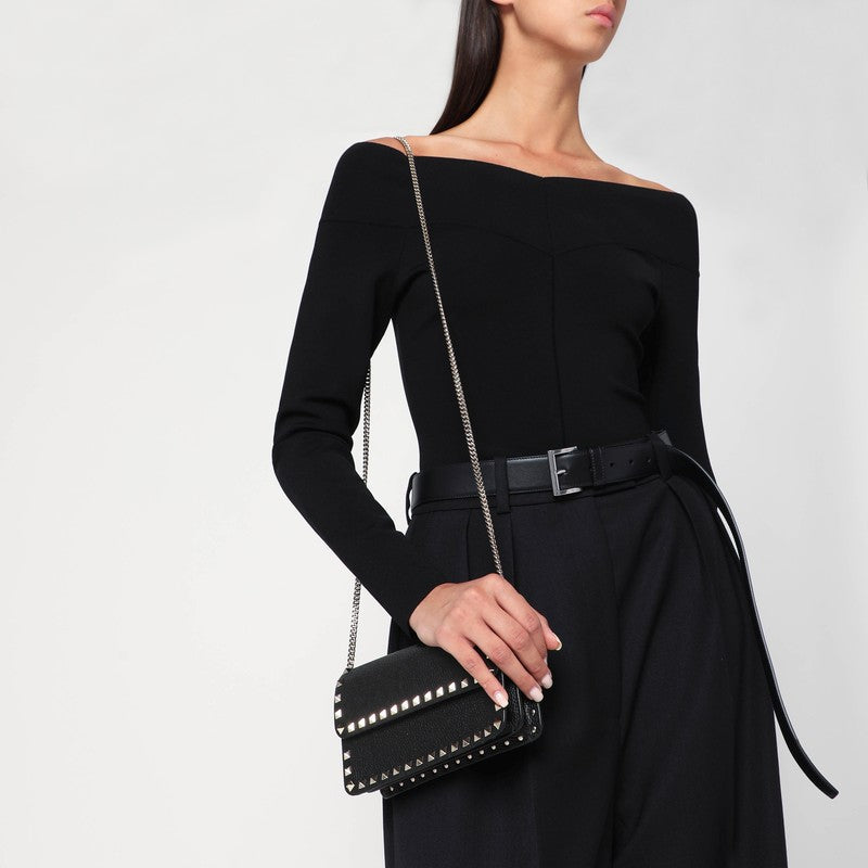 Valentino ブラックロックスタッドチェーン付きのバレンティーノガラヴァニポーチ - Image 5