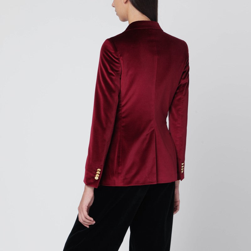 Tagliatore Tagliatore Burgundy Velvet Double Breched Jacket - Image 5