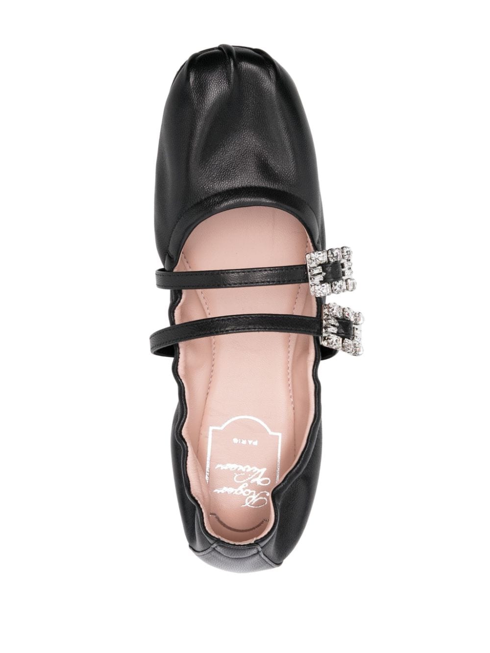 Roger Roger Vivier Mini Strap Strass Leather Ballet Flats - Image 5