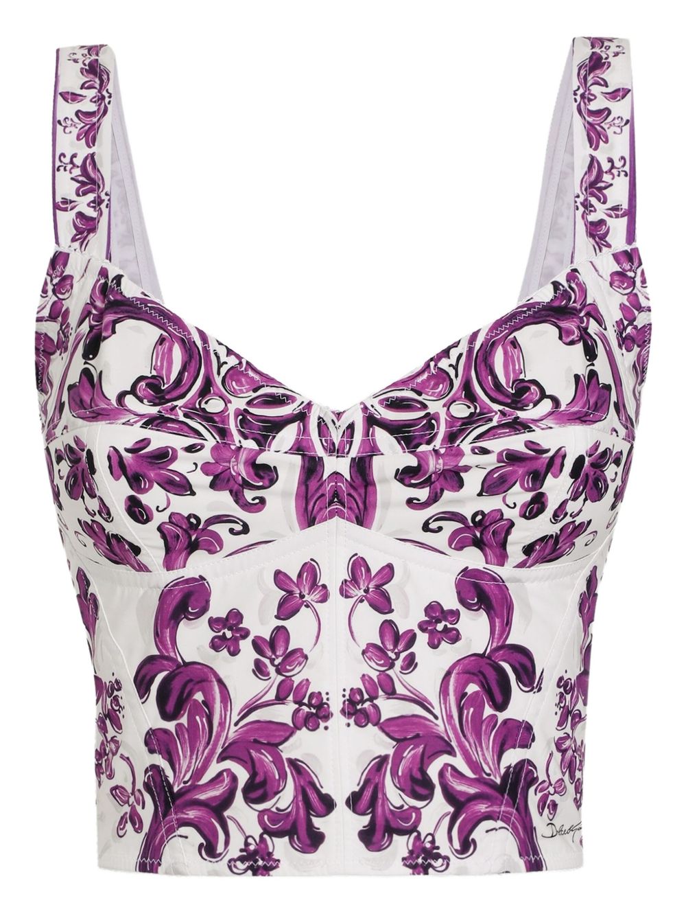 Dolce Gabbana Dolce&Gabbana Maiolica Print Bustier Top - Image 5