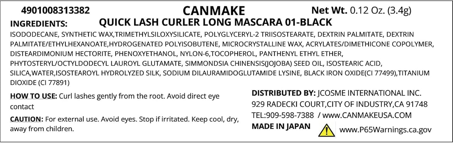 Canmake Quick Lash Curler Long Mascara 02 Brown 6.5 Grams (x1)