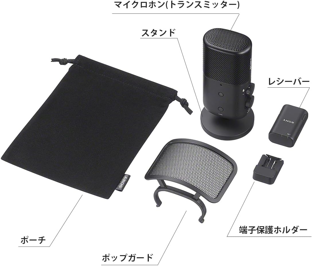 Sony ECM-S1 Camera Microphone Wireless Streaming Microphone Indoor and Outdoor Vlog Live Streaming Video Interview Audio Recording Podcast Pop Guard