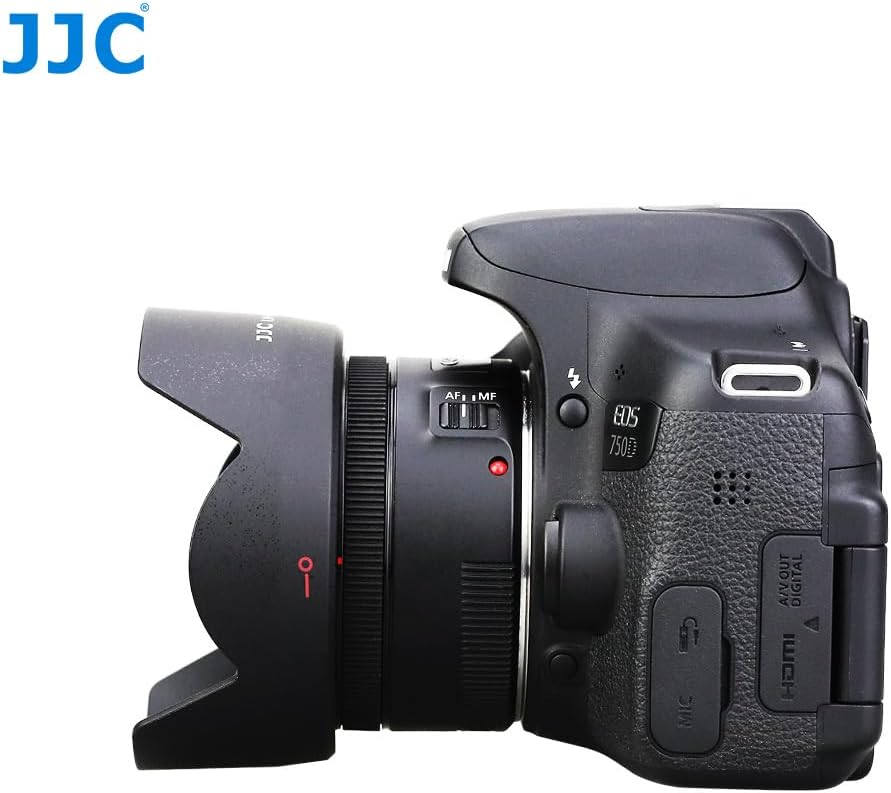 JJC Reversible Lens Hood for Canon ES-68 Compatible Canon EF 50mm F1.8 STM Lens for EOS 6D Mark II / 5D Mark IV III II / 5DS / 5DS R Camera (Lens Hood, Cleaner)