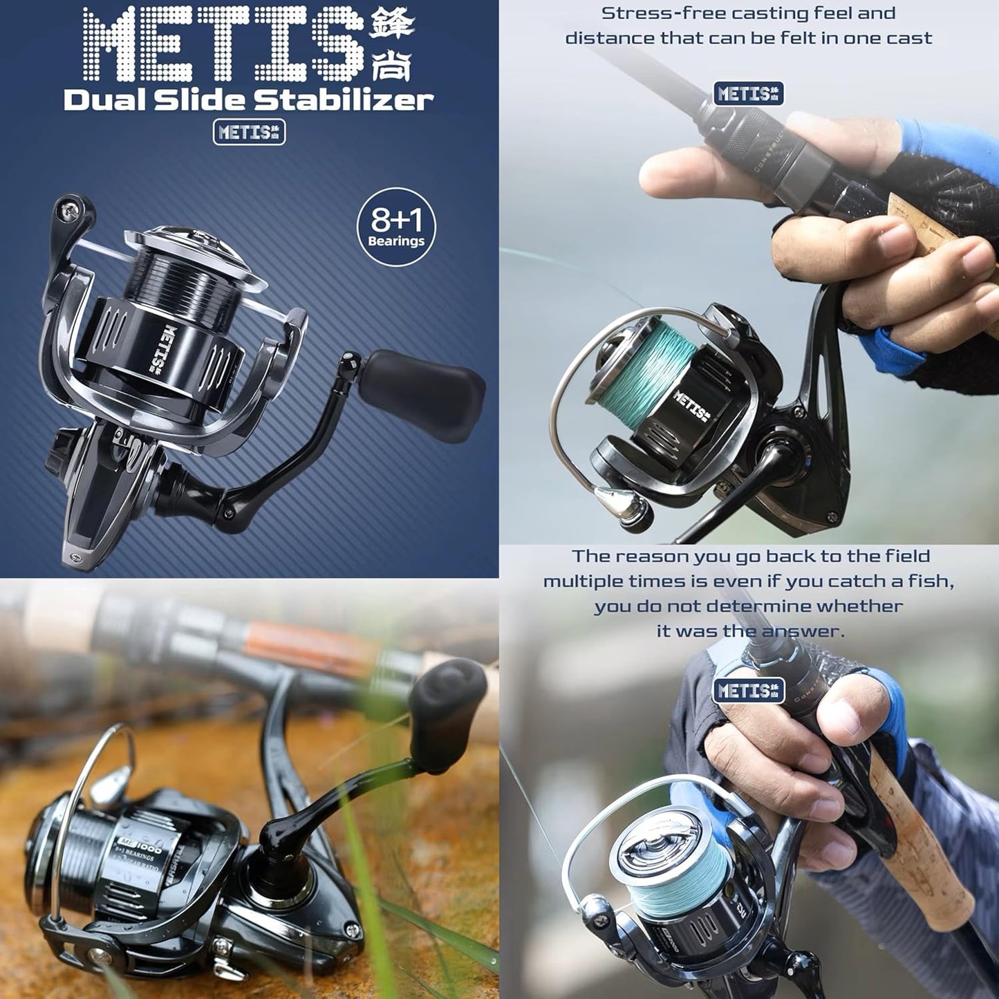 METIS Spinning Reel, 1000, 2000, 3000, 4000, 5000, Normal Gear, 5.2:1 Gear Ratio, Shallow Groove Spool Low End Model