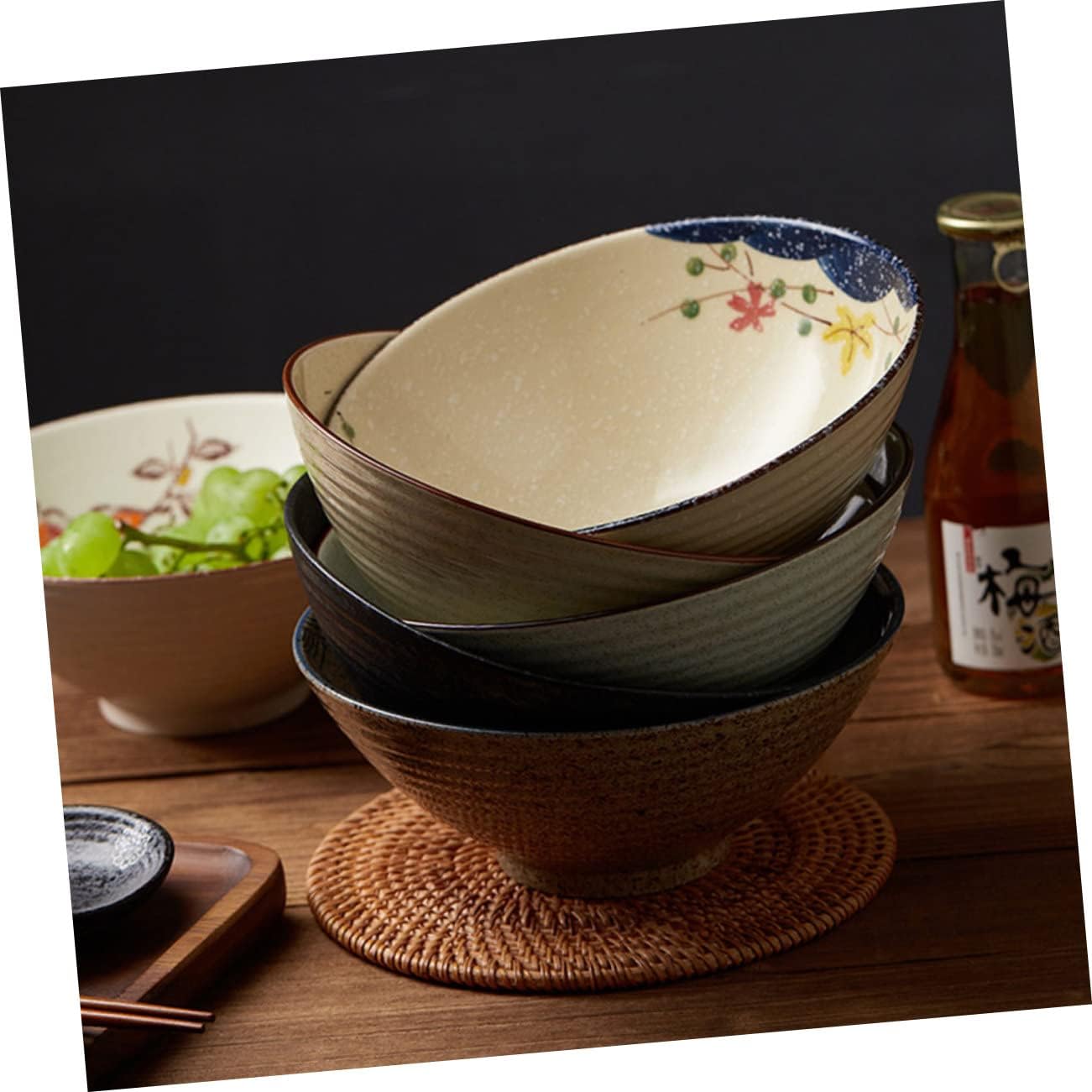 FUNOMOCYA 1pcs Ceramic Ramen Bowl Melamine Ramen Bowl Melamine Noodle Bowl Ceramic Serving Bowl Buckwheat Bowl Instant Ramen Bowl Udon Ceramic Bowl Big Student