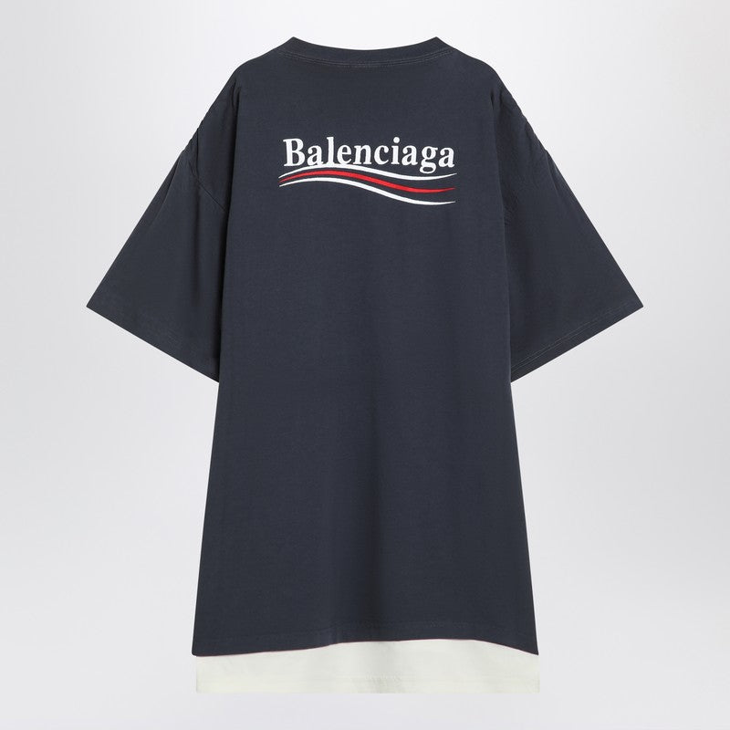 Balenciaga バレンシアガダブルTシャツ政治キャンペーンネイビー/ホワイト - Image 5