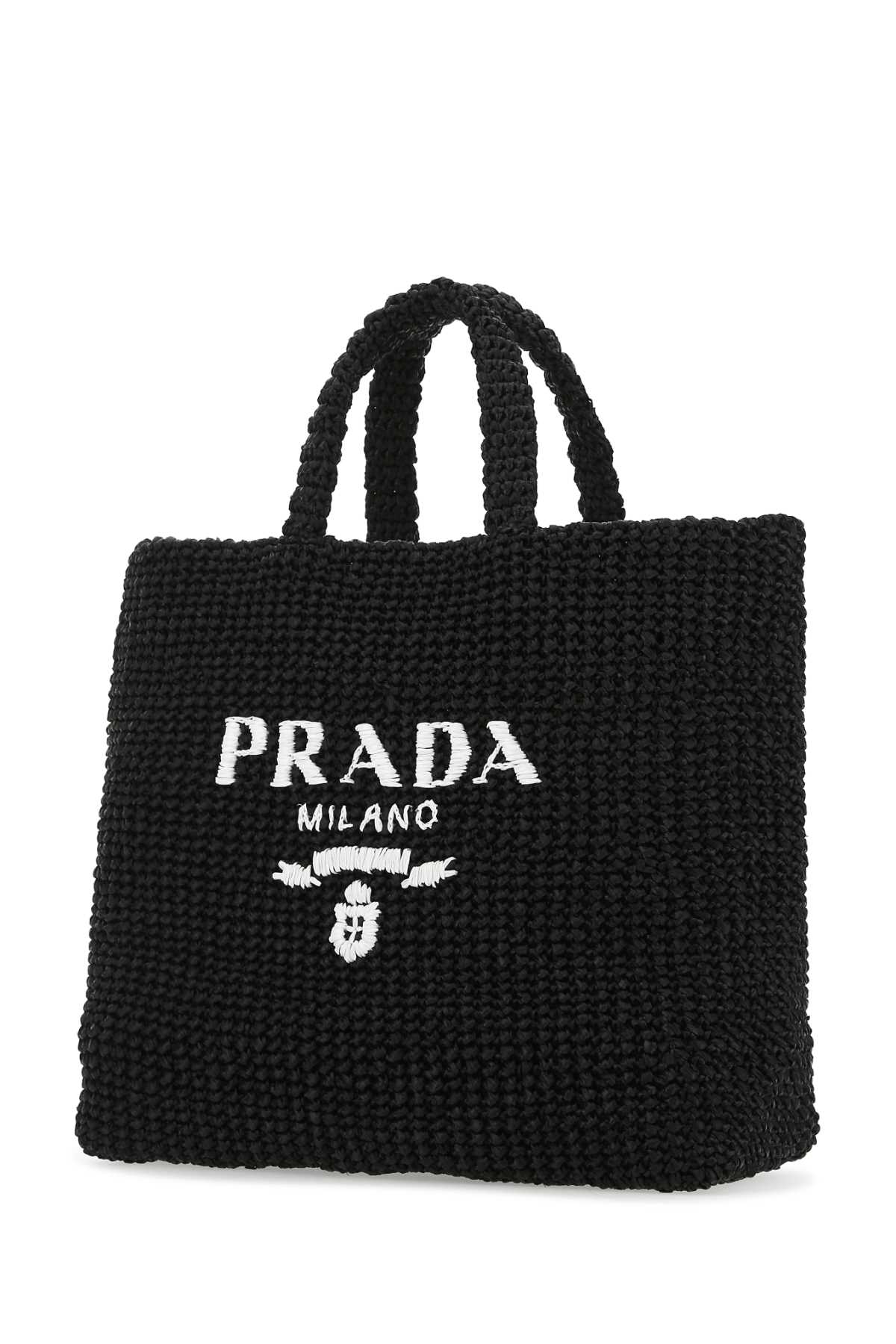 Prada プラダブラックラフィアショッピングバッグ - Image 5
