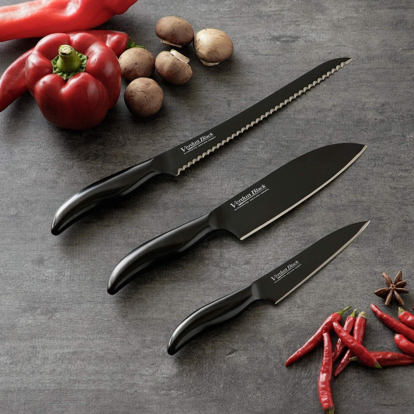 Shimomura Kogyo Verdun Black OVB-103 Petty Knife, 4.9 inches (125 mm), Molybdenum, Vanadium Steel, Dishwasher Safe, Made in Tsubamesanjo, Niigata, Japan